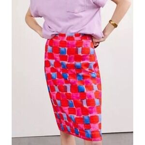 Anthropologie XS Maeve Slim Fit Midi Skirt Red Pencil Stretch‎